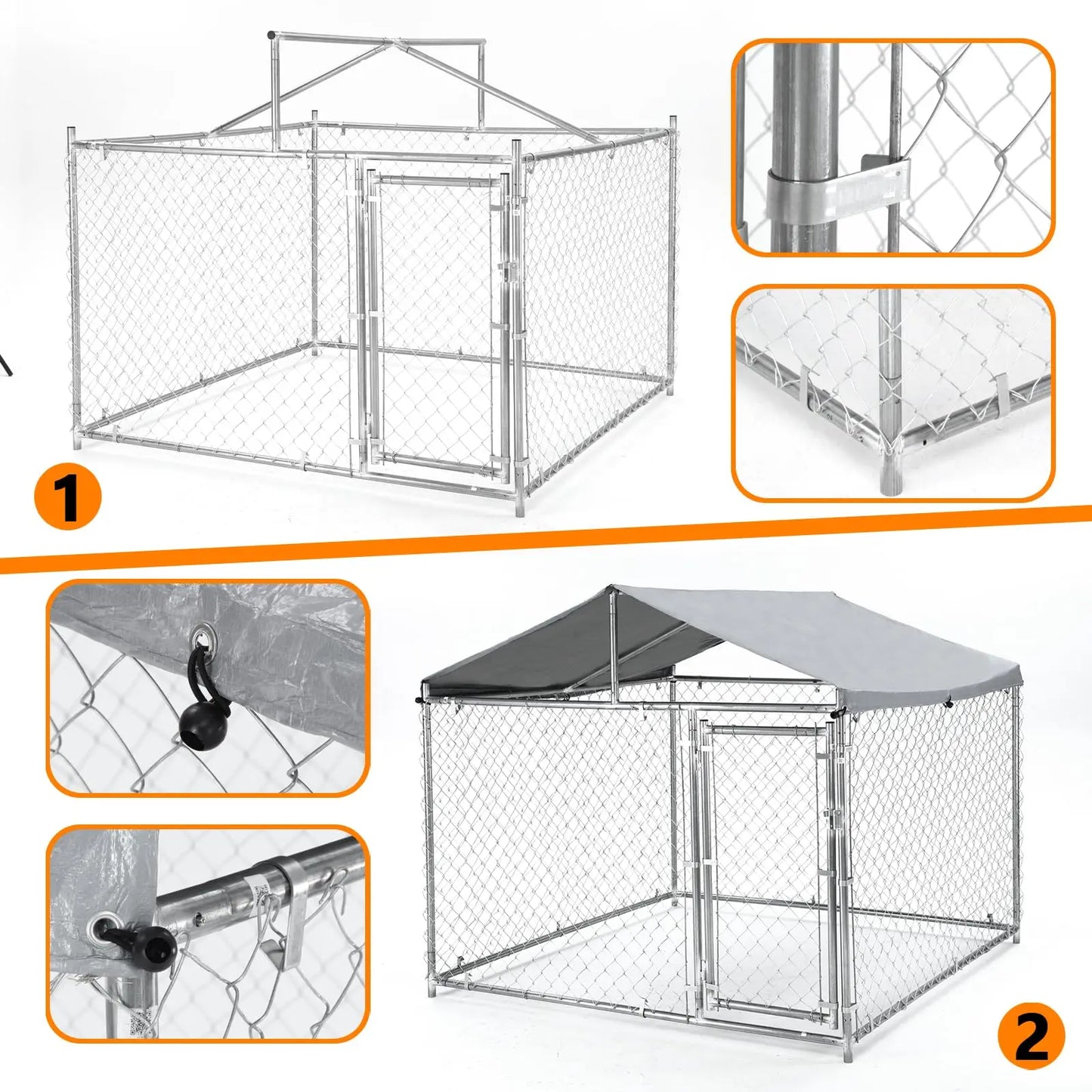 HiMISS Heavy Duty Outdoor Metal Dog Kennel With UV Cover