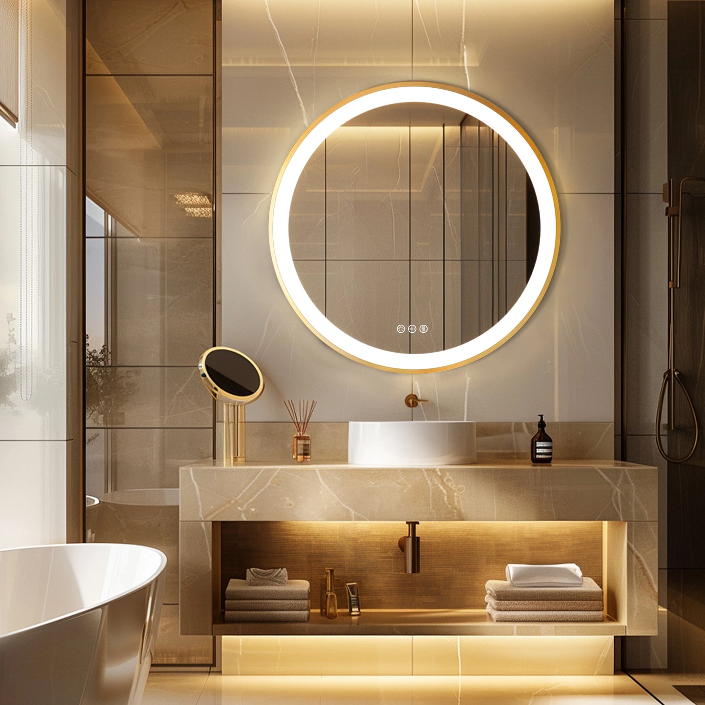 Wisfor Smart Led Bathroom Vanity Mirror Bluetooth Speaker Antifog Dimming