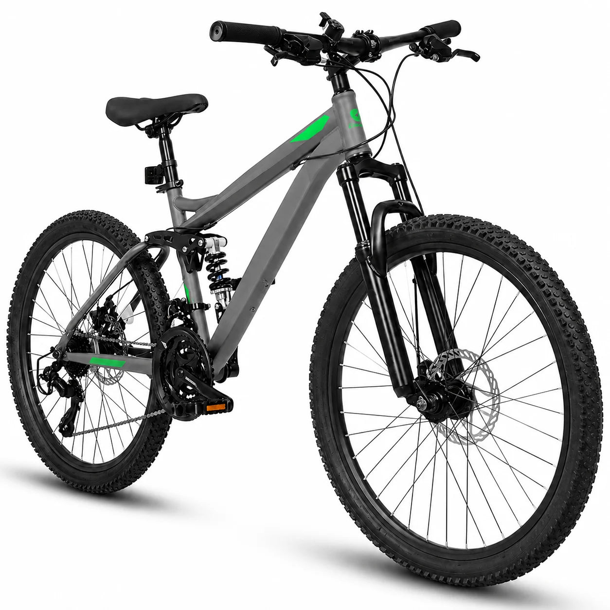 24/26/27.5 Inch Full Suspension Mountain Bike 21-Speed Mechanical Disc Brakes Suitable for Men and Women, Youth Bicycles Easy to Assemble