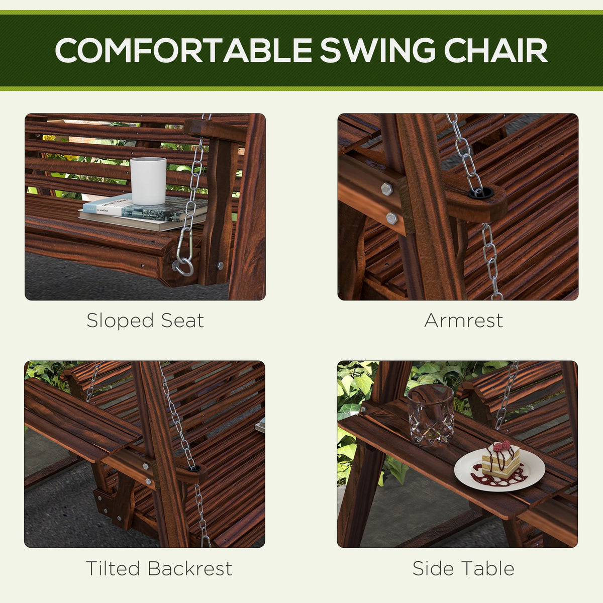 Outsunny Comfortable Outdoor Porch Swing Chair With Stand