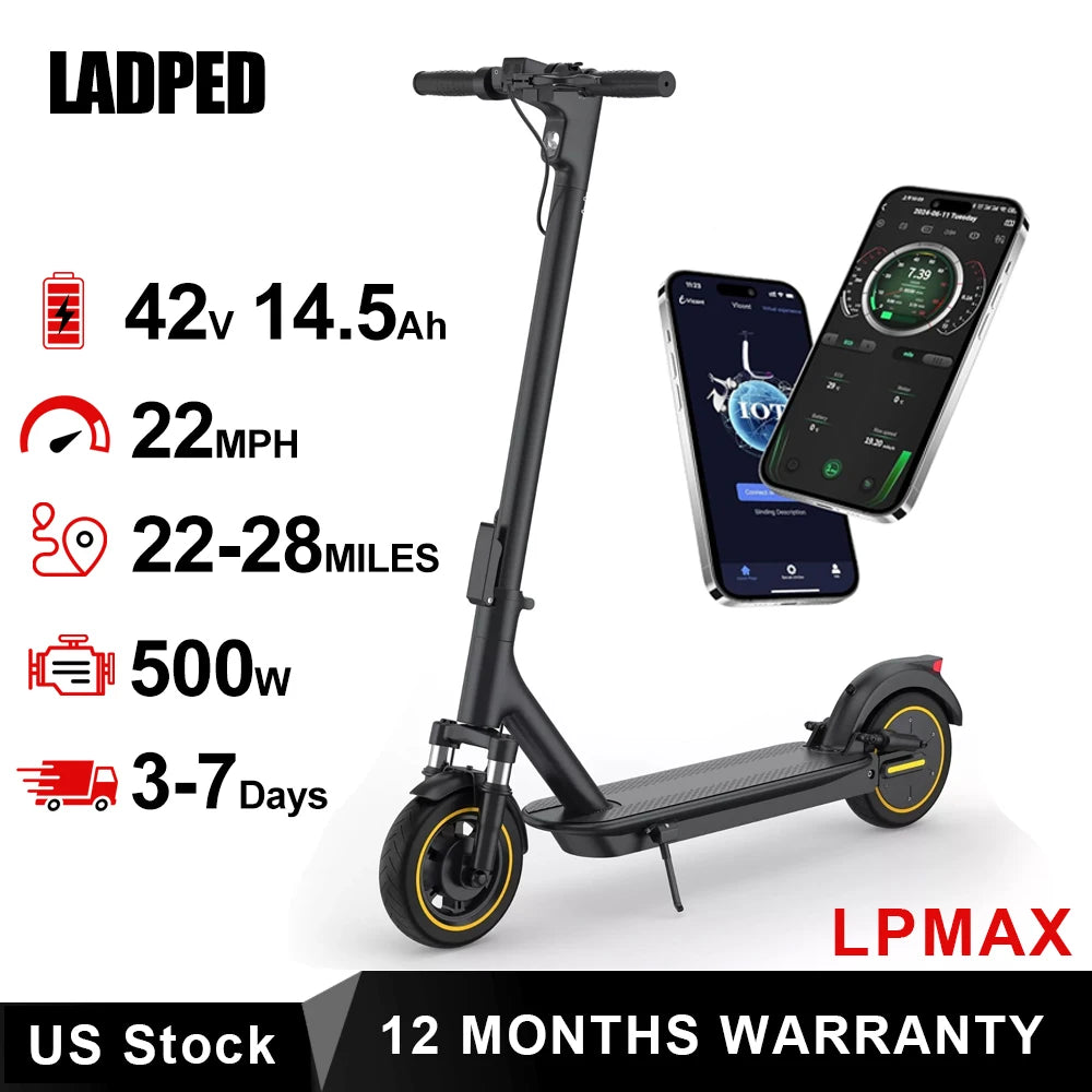 Ladped LPMAX Folding Electric Scooter 22 MPH Dual Shock