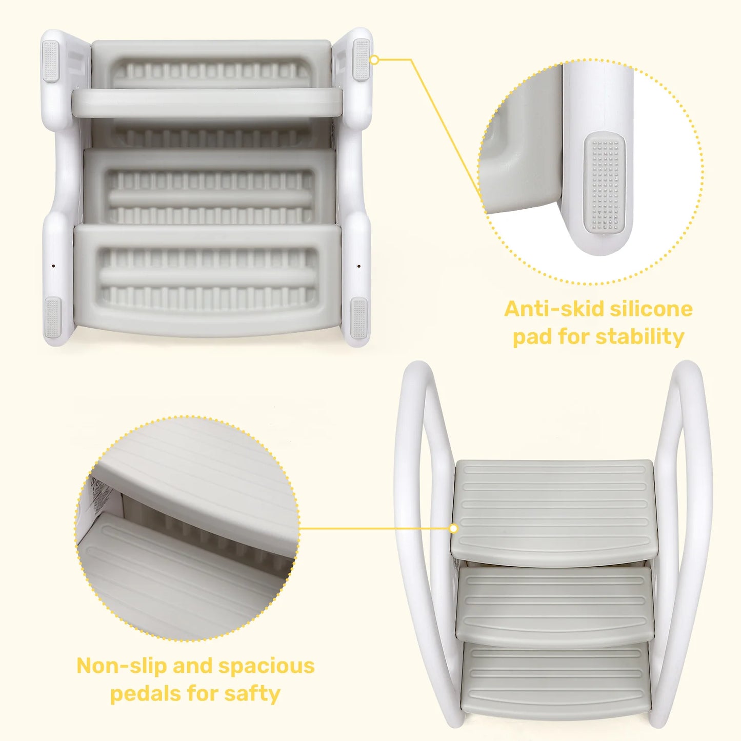 Toddler Plastic Step Stool With Side Handles For Bathroom Kitchen