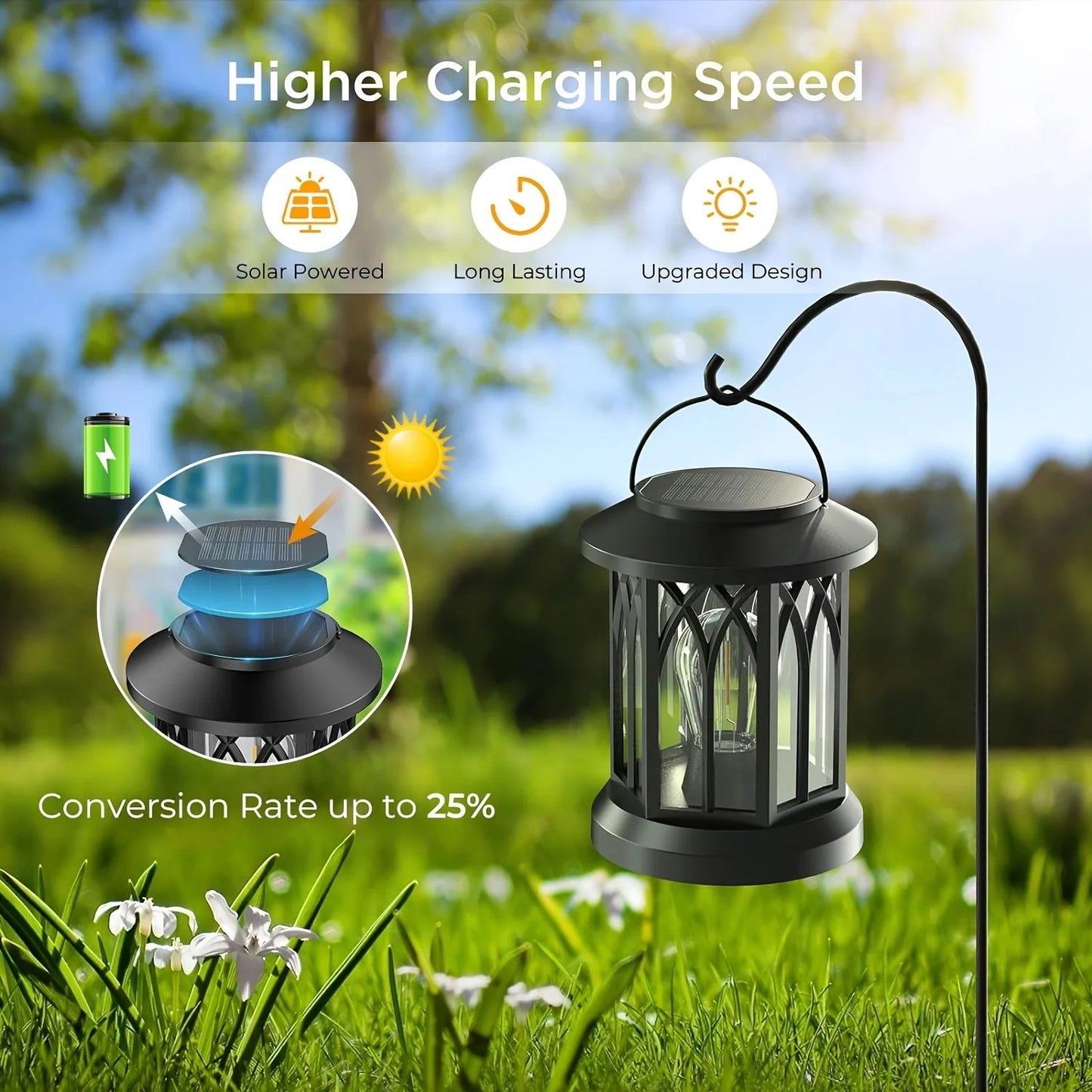 KPSTEK 2 Pack Upgraded Bright Solar Lantern Lights Outdoor Patio