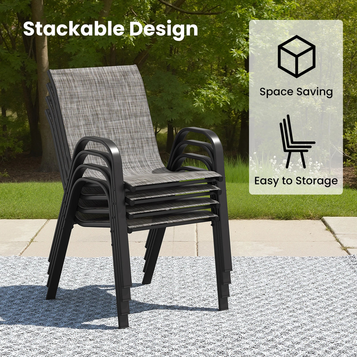 7 Piece Metal Outdoor Dining Furniture With 6 Round Chairs