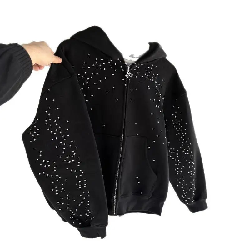 Fujian CN Gothic Zip Up Hoodie Streetwear For Men Women