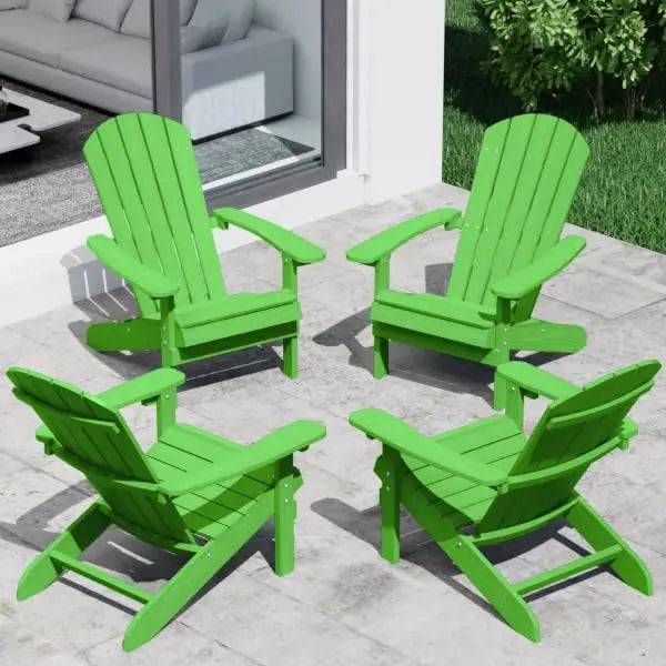 Adirondack Chairs Set of 4 Plastic Weather Resistant-Grey, Modern Poly Lumber Outdoor Chairs Like Real Wood, Widely, Customized