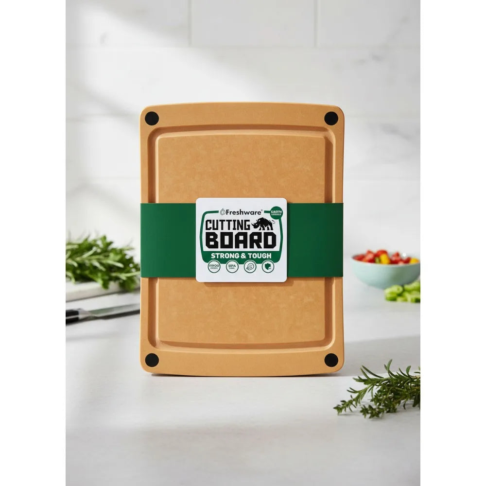 Wood Fiber Cutting Board With Juice Groove Non Slip Feet