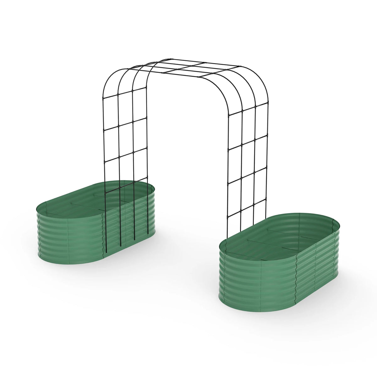 HiMISS Galvanized Raised Garden Bed With Arch Trellis For Plants
