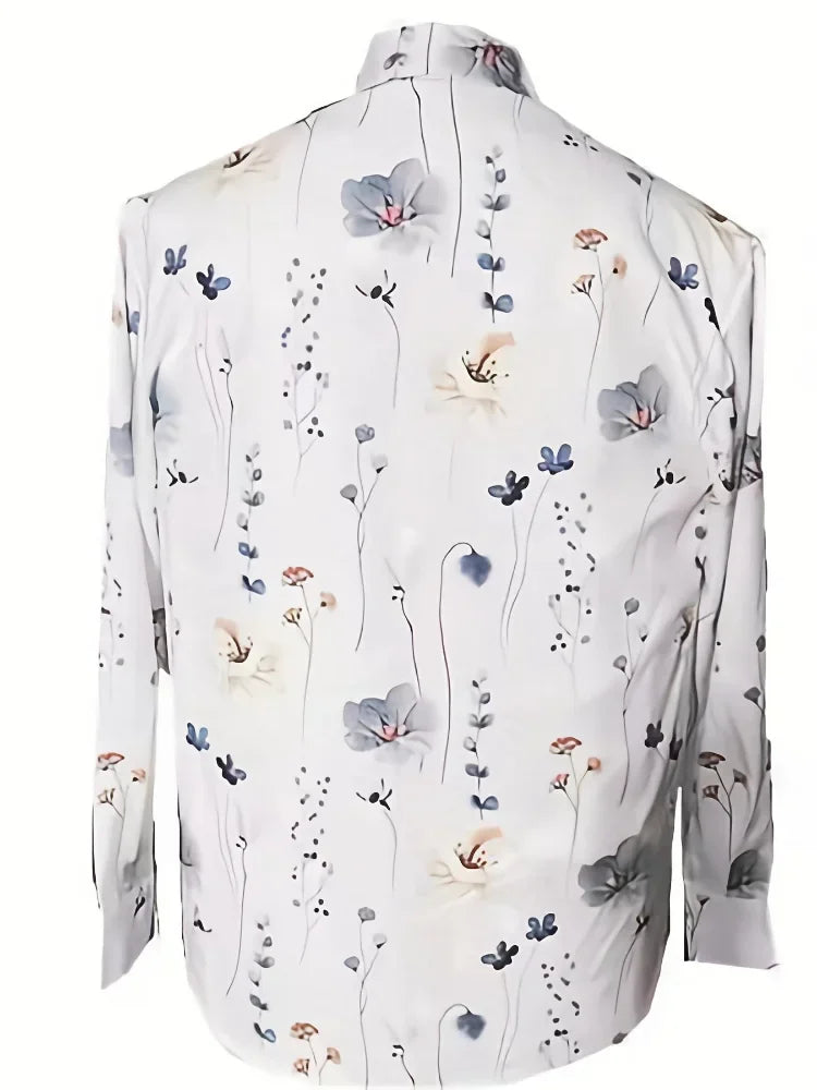 Rosa Feracn Women Loose Long Sleeve Face Print Blouse