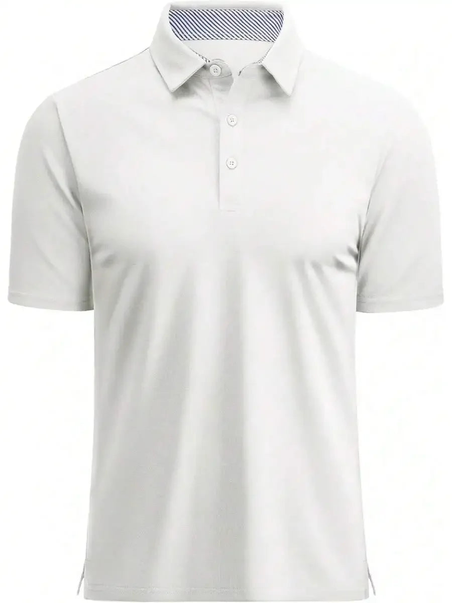 Mens Short Sleeve Cotton Pique 3-Button Classic Fit Casual Golf Shirt
