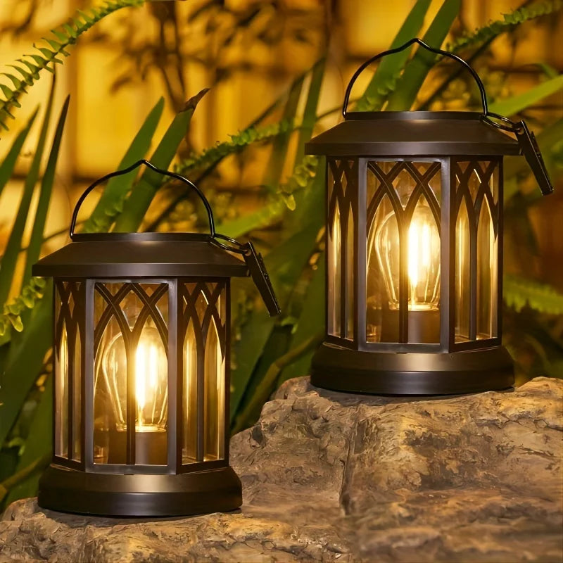 KPSTEK 2 Pack Upgraded Bright Solar Lantern Lights Outdoor Patio