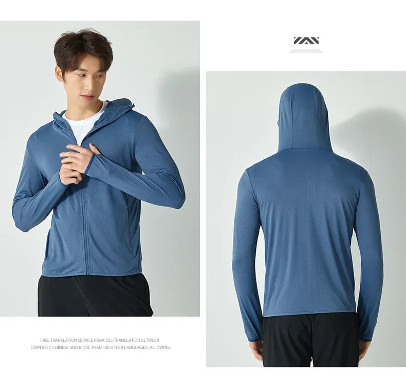 Summer New High Quality Ice Silk Couple Sun Protection Clothing Outdoor UV Protection Sports Running Sun Protection Top