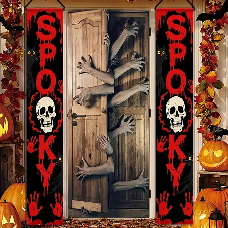New Halloween Couplets, Ghost Festival Banners, Outdoor Courtyard Festive Event Party Atmosphere Background Decorations