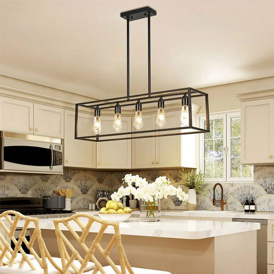 Vrygle Industrial Five Bulb Ceiling Lamp For Kitchen Island Pendant