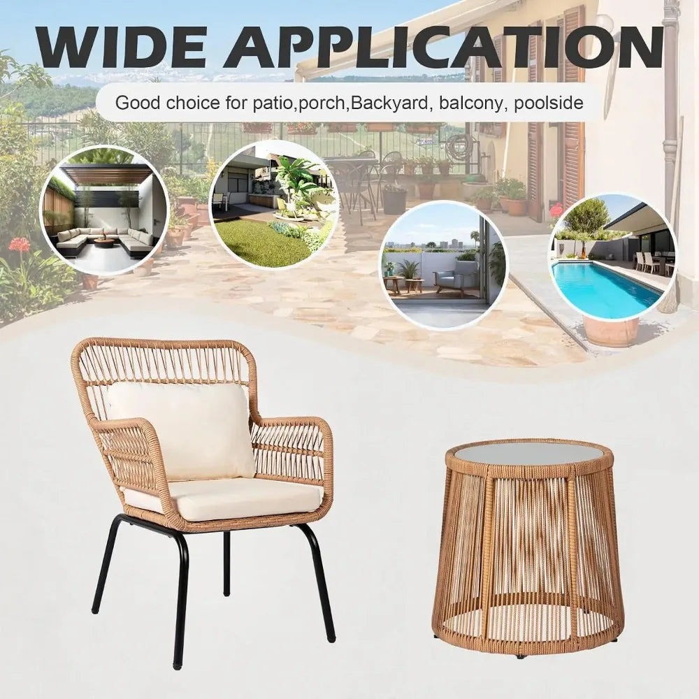 Modern Outdoor Wicker Rattan Patio Bistro Conversation Furniture Set