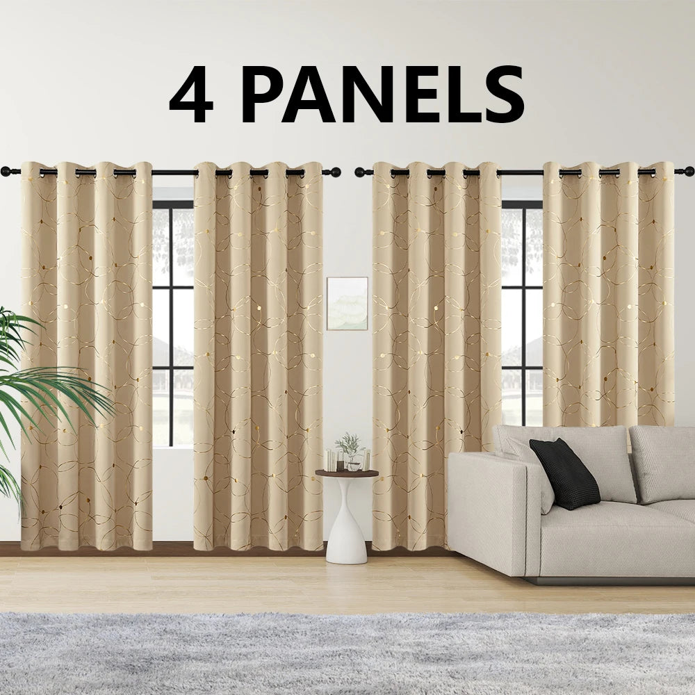 Blackout Curtains With Circle And Dot Foil Print