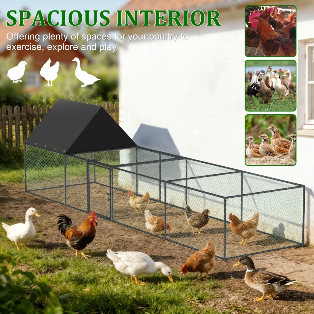 Large Chicken Coop Cage Outdoor Hen Poultry Cage Run Pen Fence Duck House with Nylon Netting Rabbit Hutch Run Nest Pet Cage