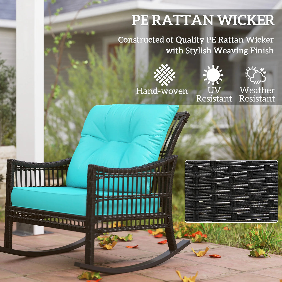 Outsunny Outdoor PE Rattan Rocking Chair Furniture Set