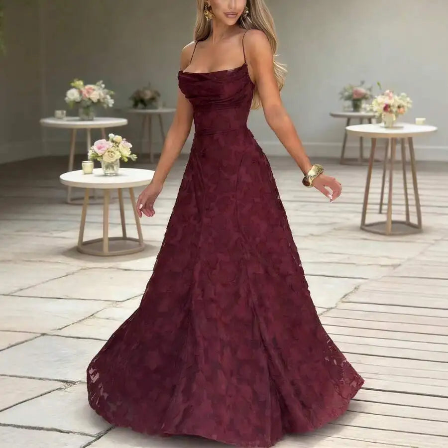 Elegant Floral Lace A Line Wedding Dress With Spaghetti Strap