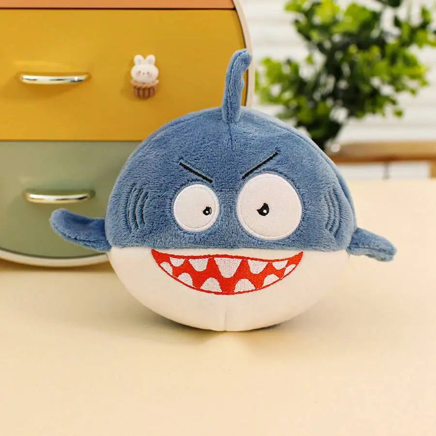 Plush Shark Squeaky Dog Toy Bouncy Ball Bite Resistant Interactive Chew Toy