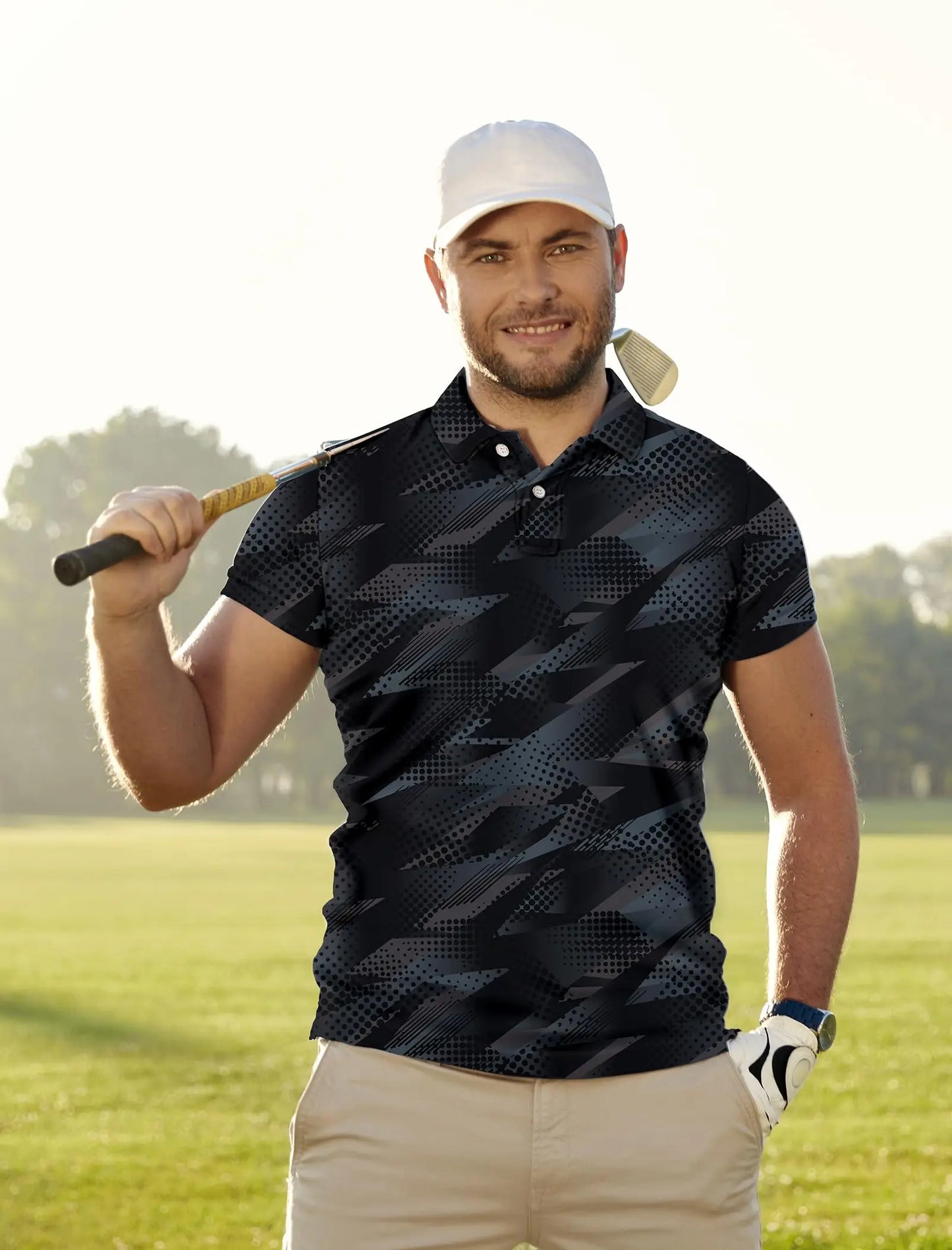 Men's Golf Shirt Hawaii Golf Polo Shirt Tennis Sports T-shirt Soft Breathable Elastic Fabric Short Sleeve