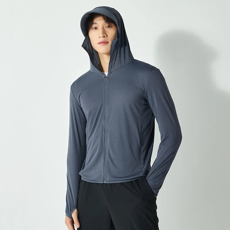Summer New High Quality Ice Silk Couple Sun Protection Clothing Outdoor UV Protection Sports Running Sun Protection Top