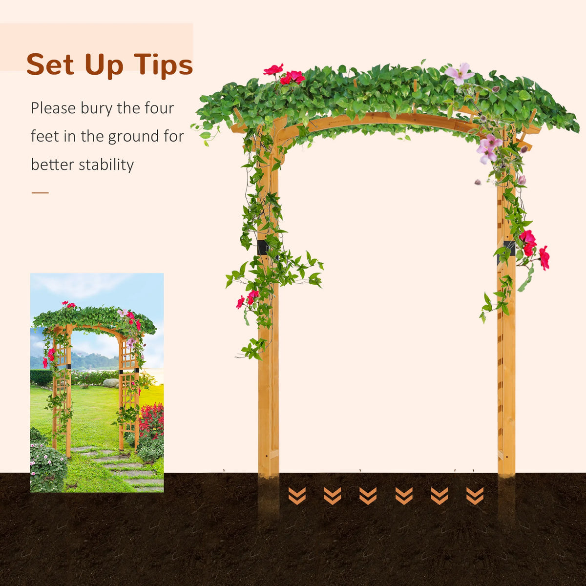 Outsunny Wooden Garden Arch For Outdoor Wedding Decor