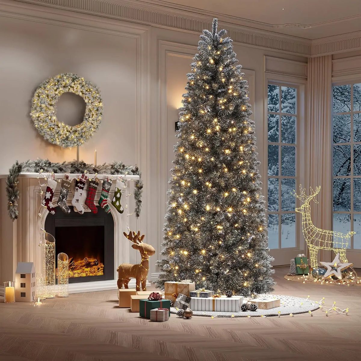 HiMiss Artificial Christmas Tree With Sturdy Stand And Lifelike Branches
