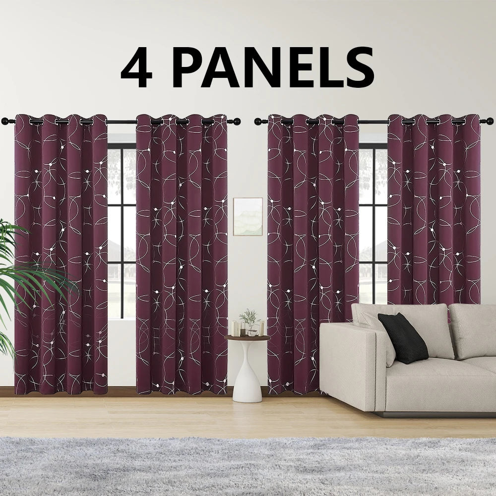 Blackout Curtains With Circle And Dot Foil Print