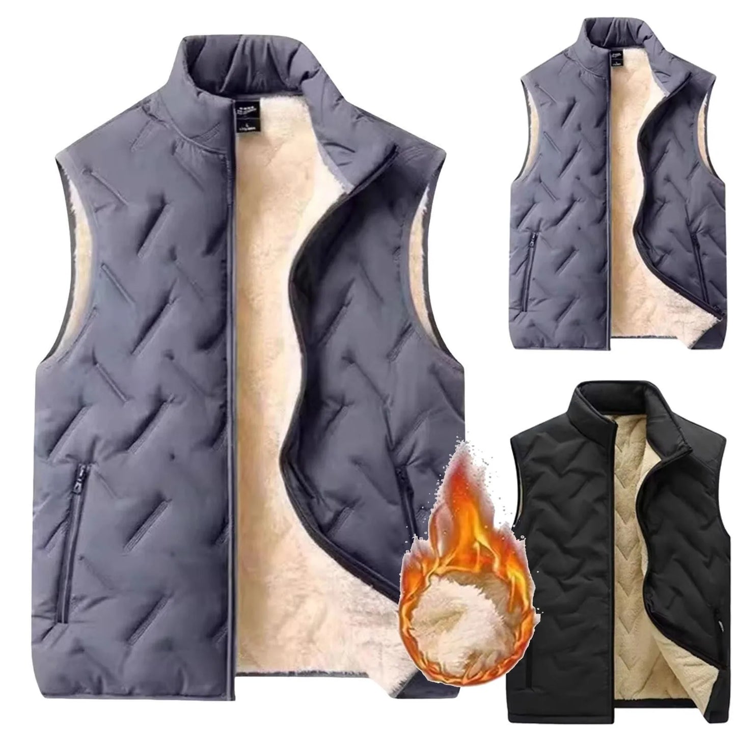 ISHOWTIENDA Women Fuzzy Fleece Sleeveless Vest Stand Collar