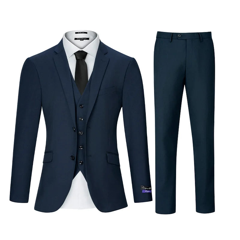 Men's Classic 3-Piece Suit Set Blazer With Button Details Regular Fit