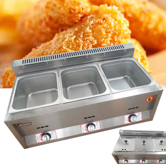 3 Pan Gas Fryer Warmer For Commercial Buffet Catering