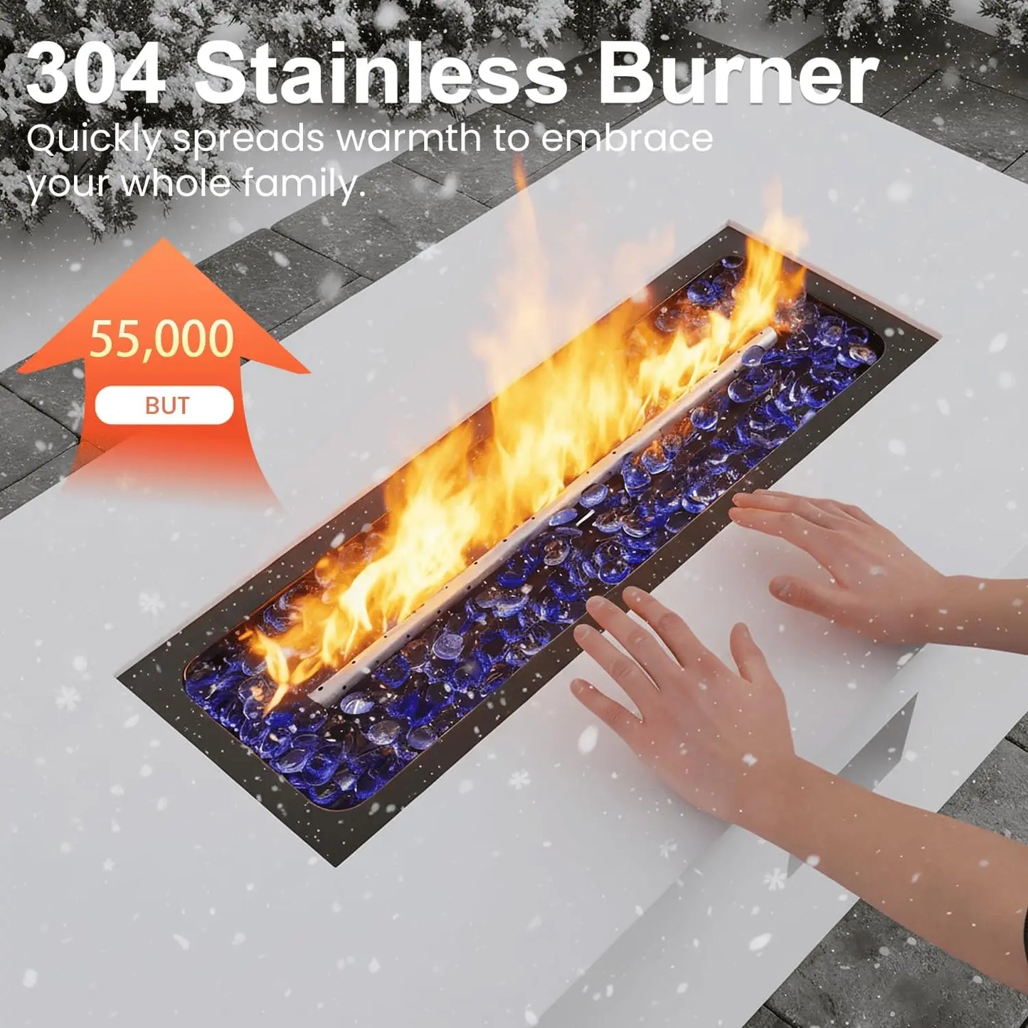 Propane Fire Pit Table Set With Tank Holder Glass Stones
