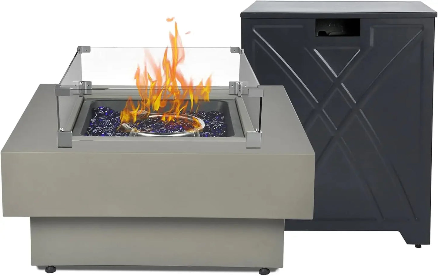 Outdoor Gas Fire Pit Table 50,000 BTU Convertible Propane Natural Gas