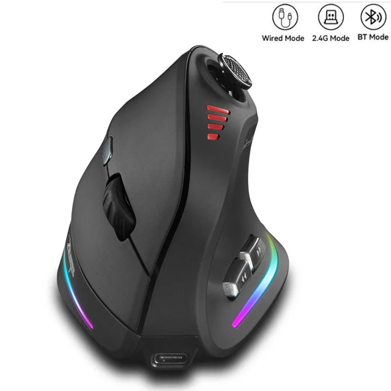 Backlit Vertical Ergonomic Mouse 2.4G Wireless Mouse with Joystick Programming Game Mouse 24000DPI Wired Mice