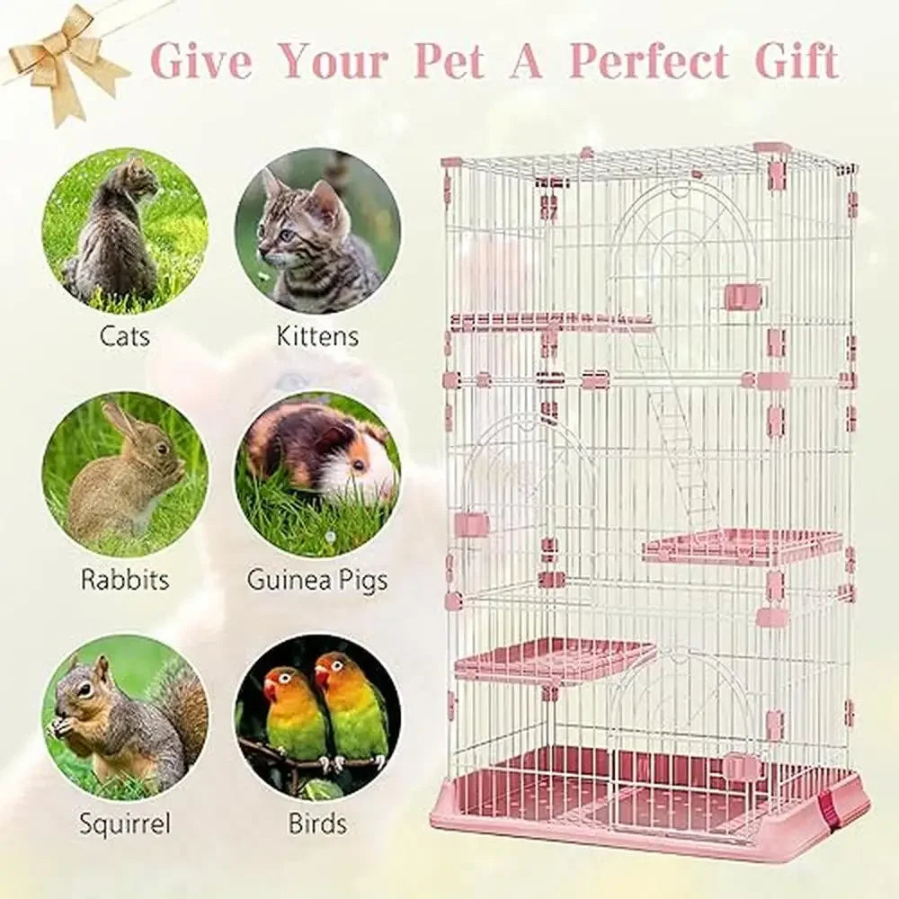 XMSJ Metal Cat Cage Indoor Playpen With 3 Platforms Ramp And Doors