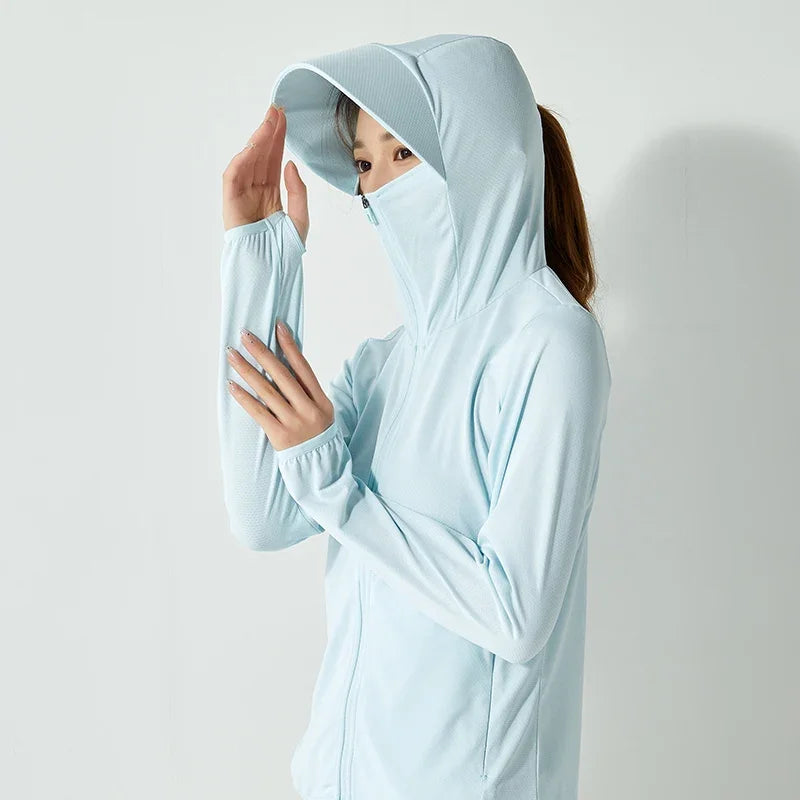 Summer New High Quality Ice Silk Couple Sun Protection Clothing Outdoor UV Protection Sports Running Sun Protection Top