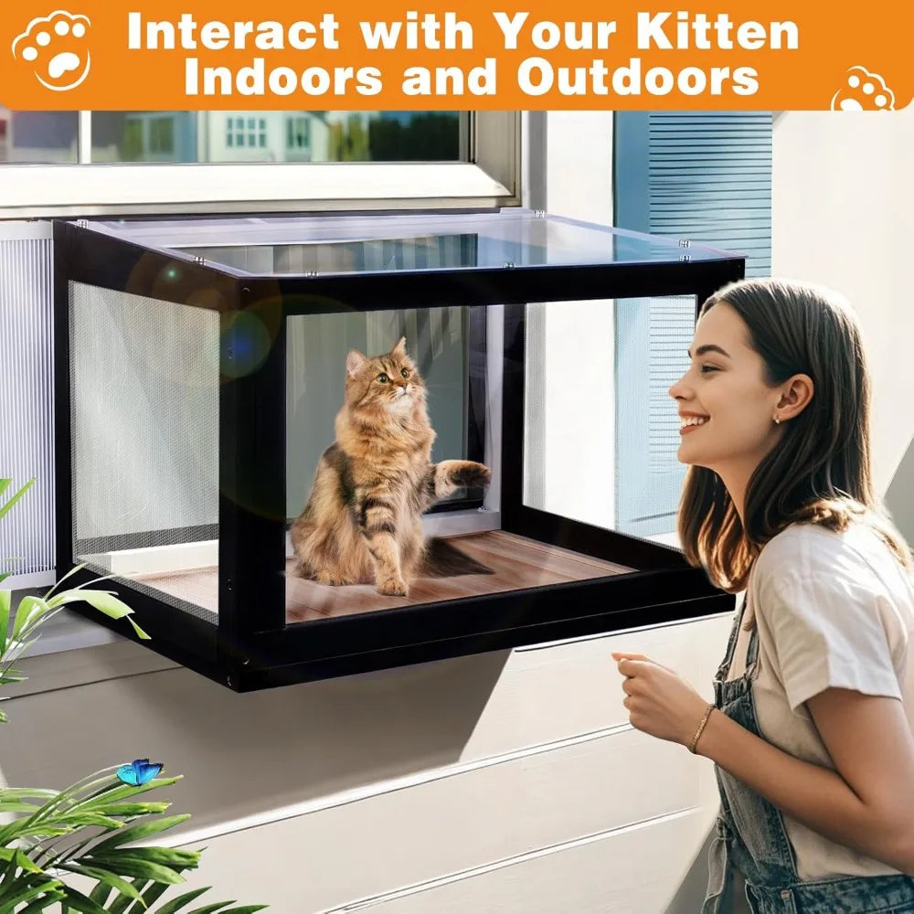 Window Box Outdoor Cat Enclosure Catio With Bug Proof Mesh