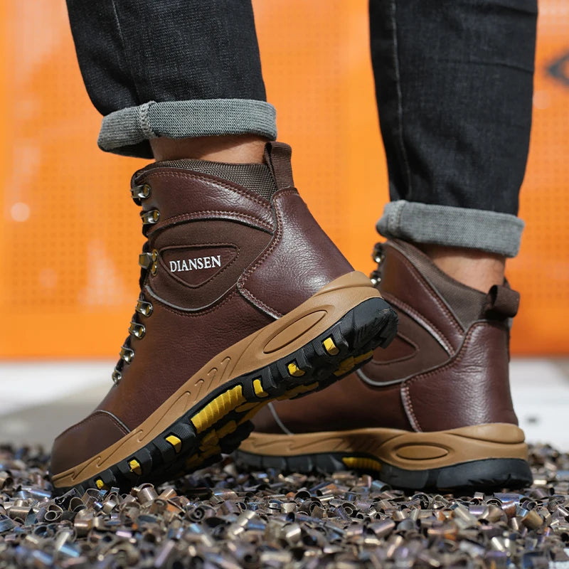 VEIGAR Waterproof Leather Indestructible Safety Boots For Men