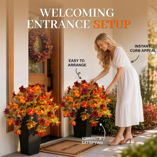 Olitree 2 Pack Artificial Fall Hanging Flower with UV Resistant Faux Plants