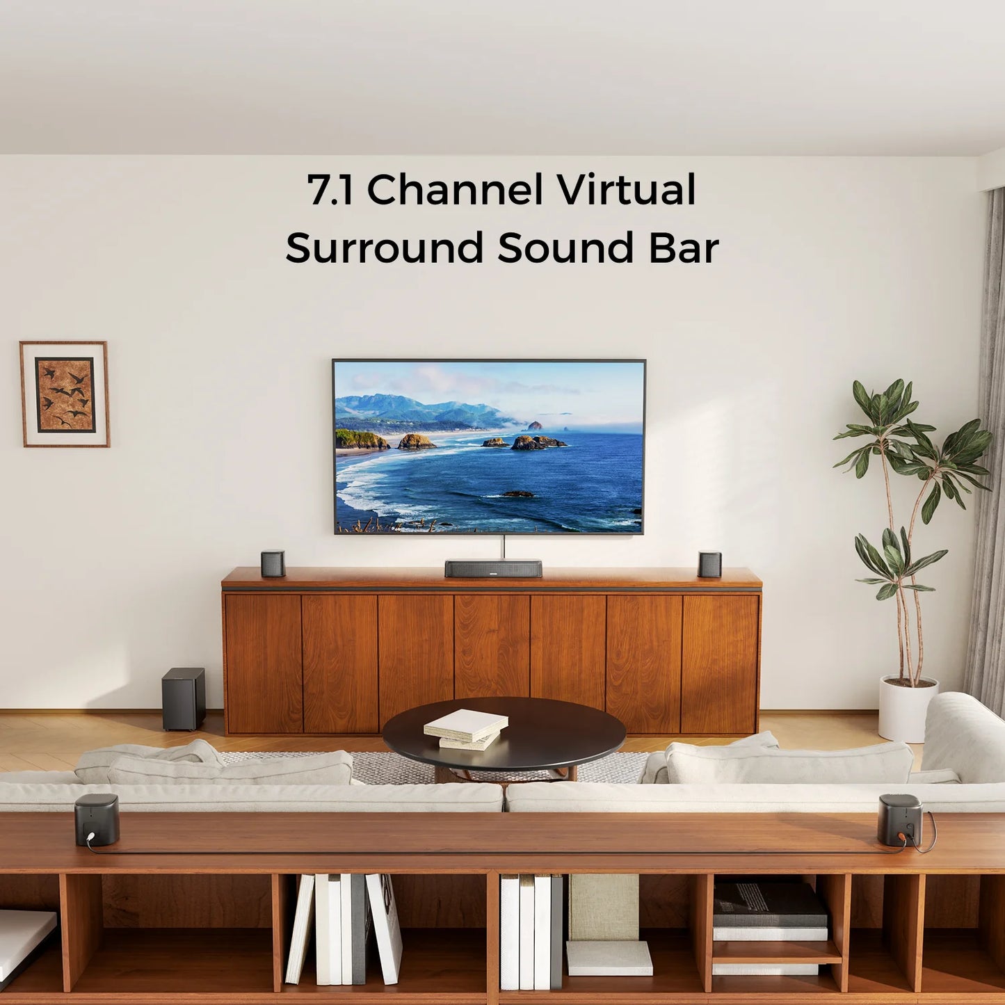 ULTIMEA Aura A40 7.1CH Virtual Surround Soundbar for TV, 330W Home Theater System with Subwoofer,4 Surround Speakers,APP Control