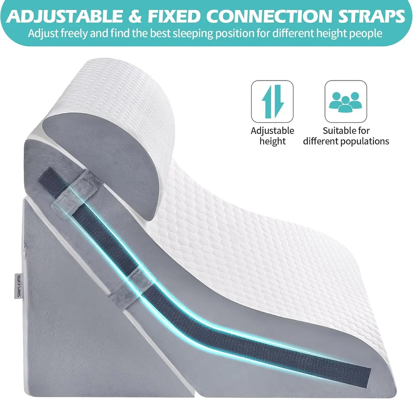 Adjustable Memory Foam Wedge Pillow Set, 3PCS Orthopedic Bed Pillows for Sleeping Post Surgery, 9-20 Inch Height