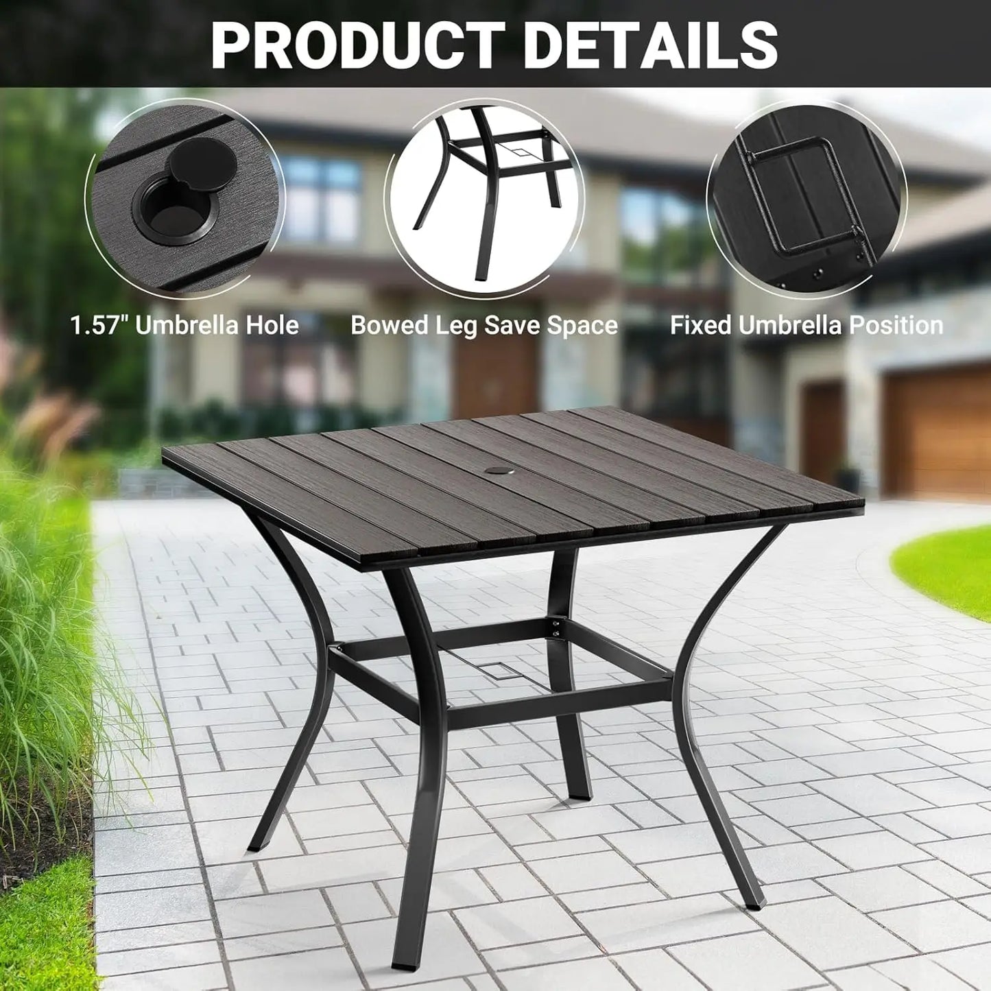 Outdoor 5 Piece Patio Dining Set With Swivel Chairs And Round Table