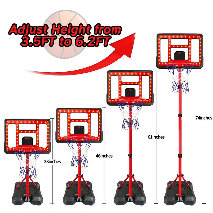 Basketball Hoop Adjustable Height Indoor Outdoor With Scoreboard