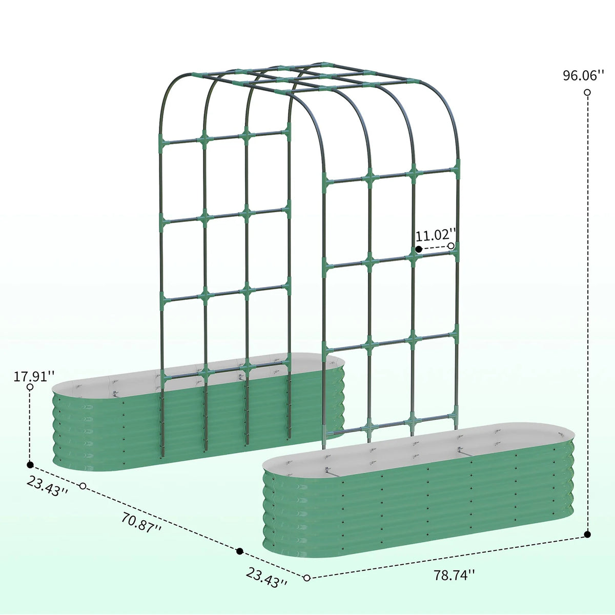 HiMISS Galvanized Raised Garden Bed With Arch Trellis For Plants