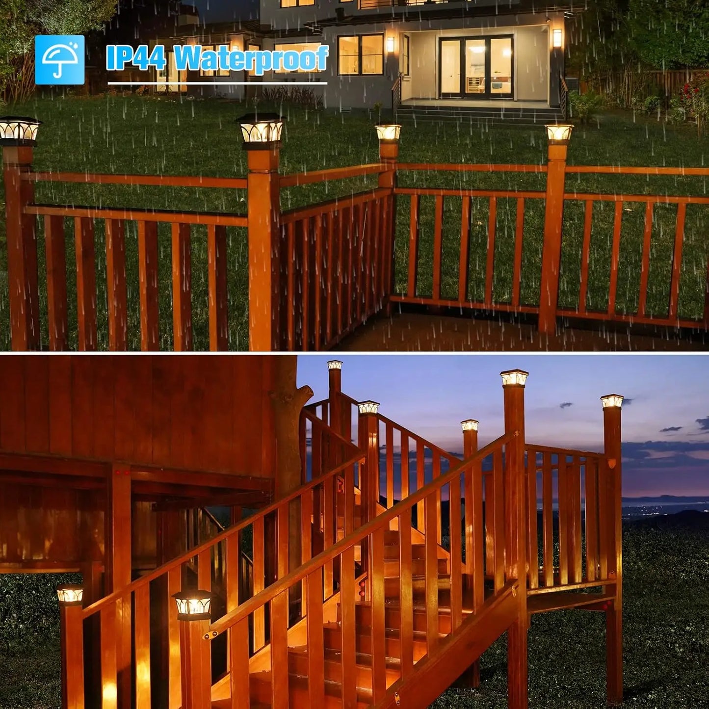 SZRSTH 4 Pack Outdoor Solar Post Lights With Edison Bulbs