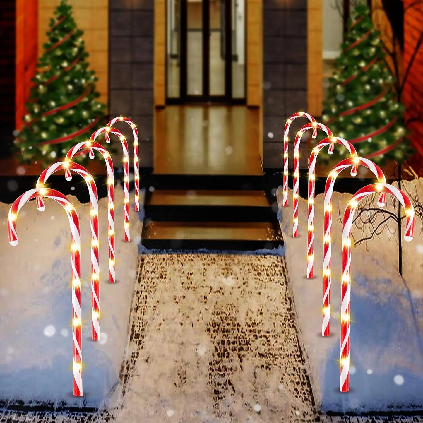 Joyfy Candy Cane Pathway Lights Set of 12 Outdoor Decorations