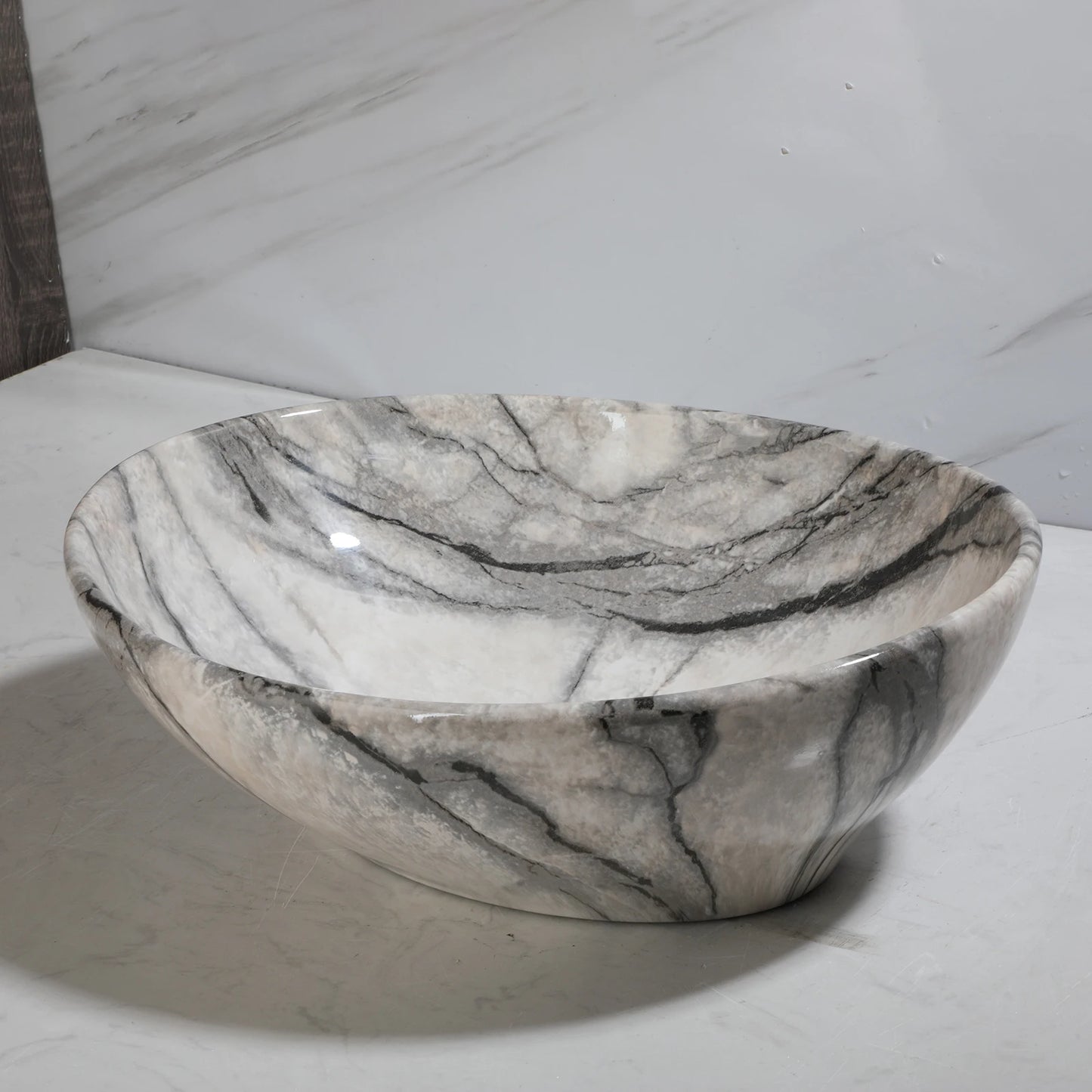Mekkerala Artistic Marble Pattern Ceramic Vessel Sink Set