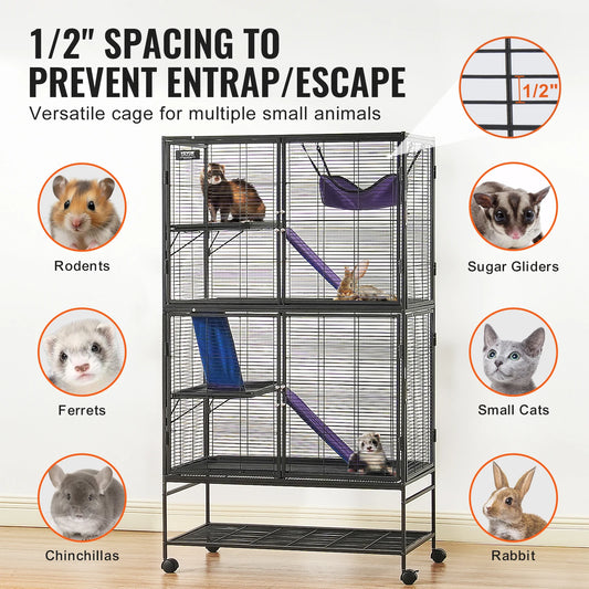 SucceBuy Metal Small Animal Cage For Rats Hamsters Guinea Pigs