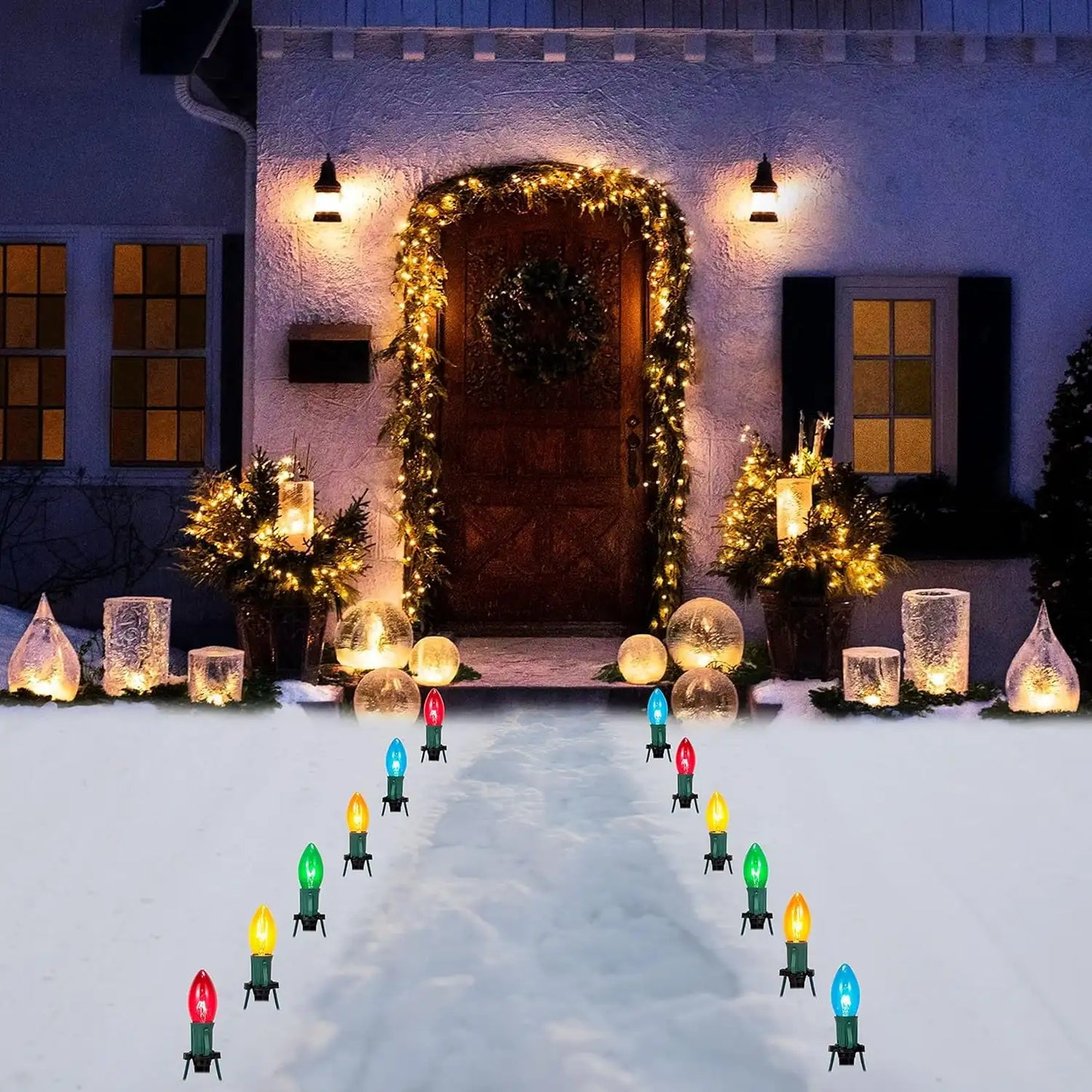 Joyfy Christmas Pathway Lights 24 LED C9 Walkway Lights